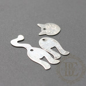 One Set 3 Pieces / 925 Sterling Silver / Cat / Charm C3992 image 1