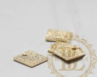 30 Pieces / Raw Brass / Brass Base / Stardust / Flat Square / Charm (C3860//V231)