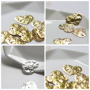 Solid Brass Base / Heart / Textured / Charm 20*12mm (C4233)