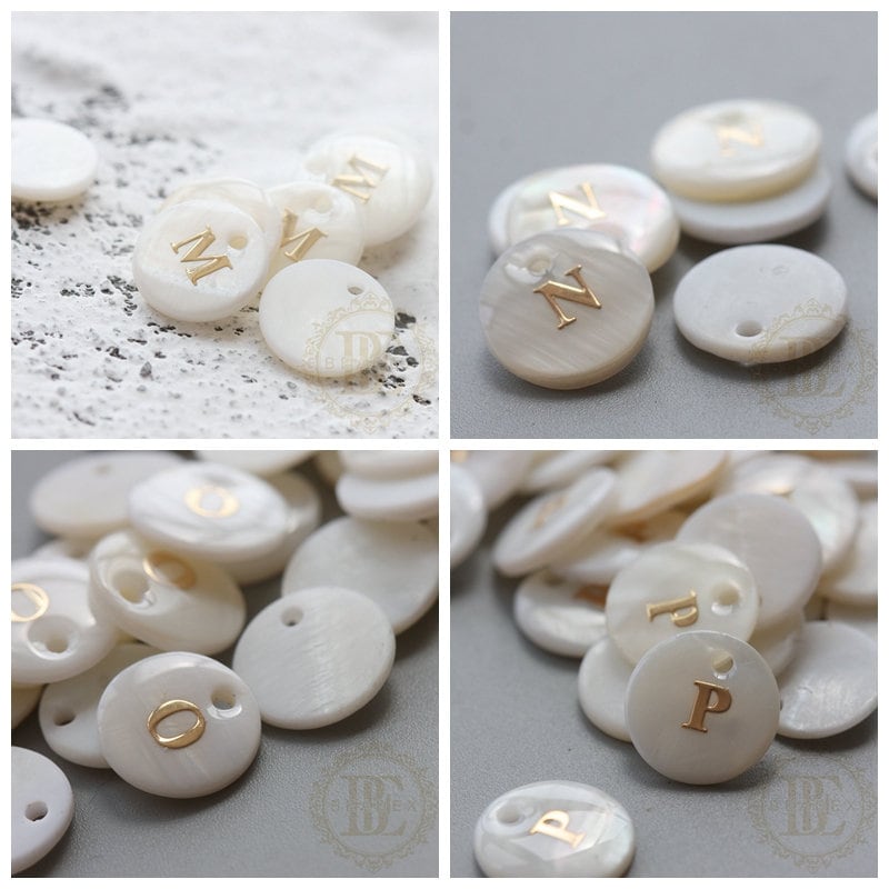 Natural Shell With Gold Alphabet Charm Alphabet Letter - Etsy