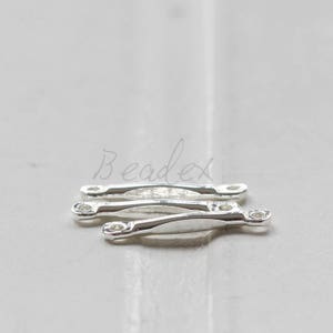 2 Pieces / Silver Plated / Real Silver / Brass Base / Link / Charm / Bar Connector (C3357//J720)
