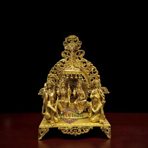 Brass Ram Darbar Statue: Hindu God Idol, Temple Home Decor