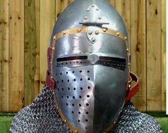 Kruisvaarderhelm - Middeleeuws pantser tempelridder - SCA LARP-kostuum