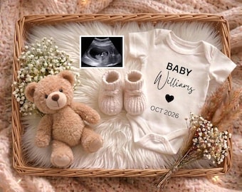 Neutral Pregnancy Announcement Digital Template: Boho Pregnancy Reveal, Teddy Bear Baby Reveal,Minimalist Pregnancy reveal Social Media