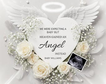 Anuncio digital de pérdida de embarazo, anuncio de aborto espontáneo, revelación de pérdida de bebé, homenaje a un bebé ángel, diseño editable de anuncio de un bebé ángel