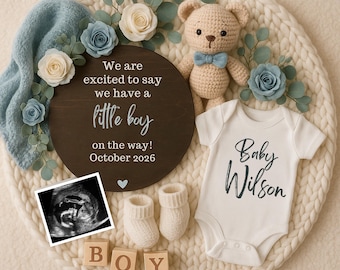 Plantilla editable para redes sociales con anuncio de bebé varón, descarga digital