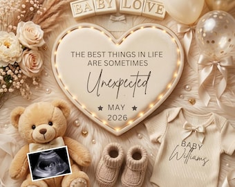 Unexpected Pregnancy Announcement: Gender Neutral Baby Announcement, Editable Social Media Template (Digital Download)