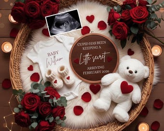 Anuncio de embarazo para San Valentín, revelación de bebé en febrero de 2026, anuncio romántico de bebé para San Valentín, embarazo de Año Nuevo 2026