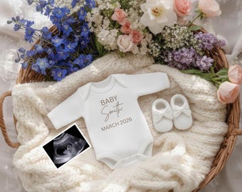 Plantilla de anuncio de embarazo, anuncio de bebé de género neutro, anuncio de embarazo bohemio, plantilla editable de Canva para anuncio de embarazo digital