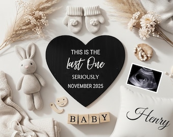 Último anuncio de embarazo: Gran final digital, último anuncio de bebé, plantilla editable de Canva para redes sociales.