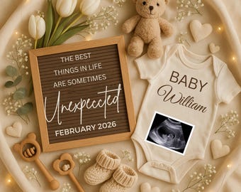 Anuncio de embarazo inesperado: Lo mejor de la revelación inesperada de un bebé, descarga de revelación neutral en redes sociales, plantilla digital 2025