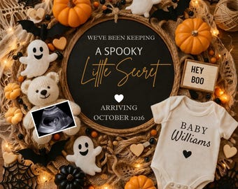 Halloween Pregnancy Announcement Template: Spooky Baby Reveal, Fall Baby Announcement, Pumpkin Baby Reveal Gender Neutral Baby Announcement