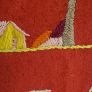 vintage 50s 60s red felt Mexican tourist souvenir jacket blazer with embroidered village designs S M Mexico southwestern western rockabilly image 8