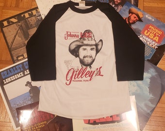 vintage 70s 80s GILLEY'S Gilleys Texas Jonny Lee jersey t shirt t-shirt S to M 34in chest cowgirl rodeo western southwestern Urban Cowboy