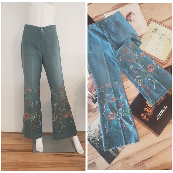 70s Rainbow Bell Bottom Jeans 26x29 / Vintage 1970s R… - Gem