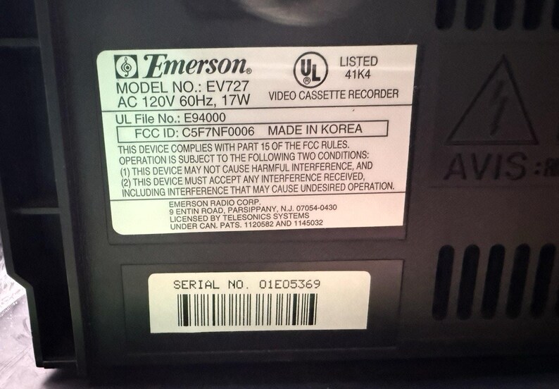 Emerson EV727 VCR 4‑Head Hi‑Fi Stereo NEW No Box Plastic On Front + Remote image 10