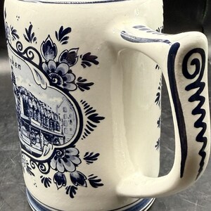 Jarra de cerveza Heineken vintage pintada a mano en azul Delft, fabricada en Holanda. imagen 4