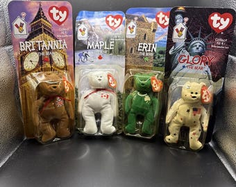 TY McDonalds Beanie Baby Erin Maple Britannia Glory el Oso 1999 SET DE 4