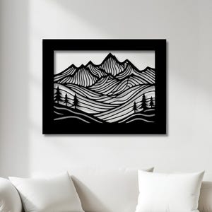 Minimalist Mountain Metal Wall Art, Modern Home Decor, Mountain Range Wall Art, Earthly Wall Decor, Nature Wall Art,Living Room Art