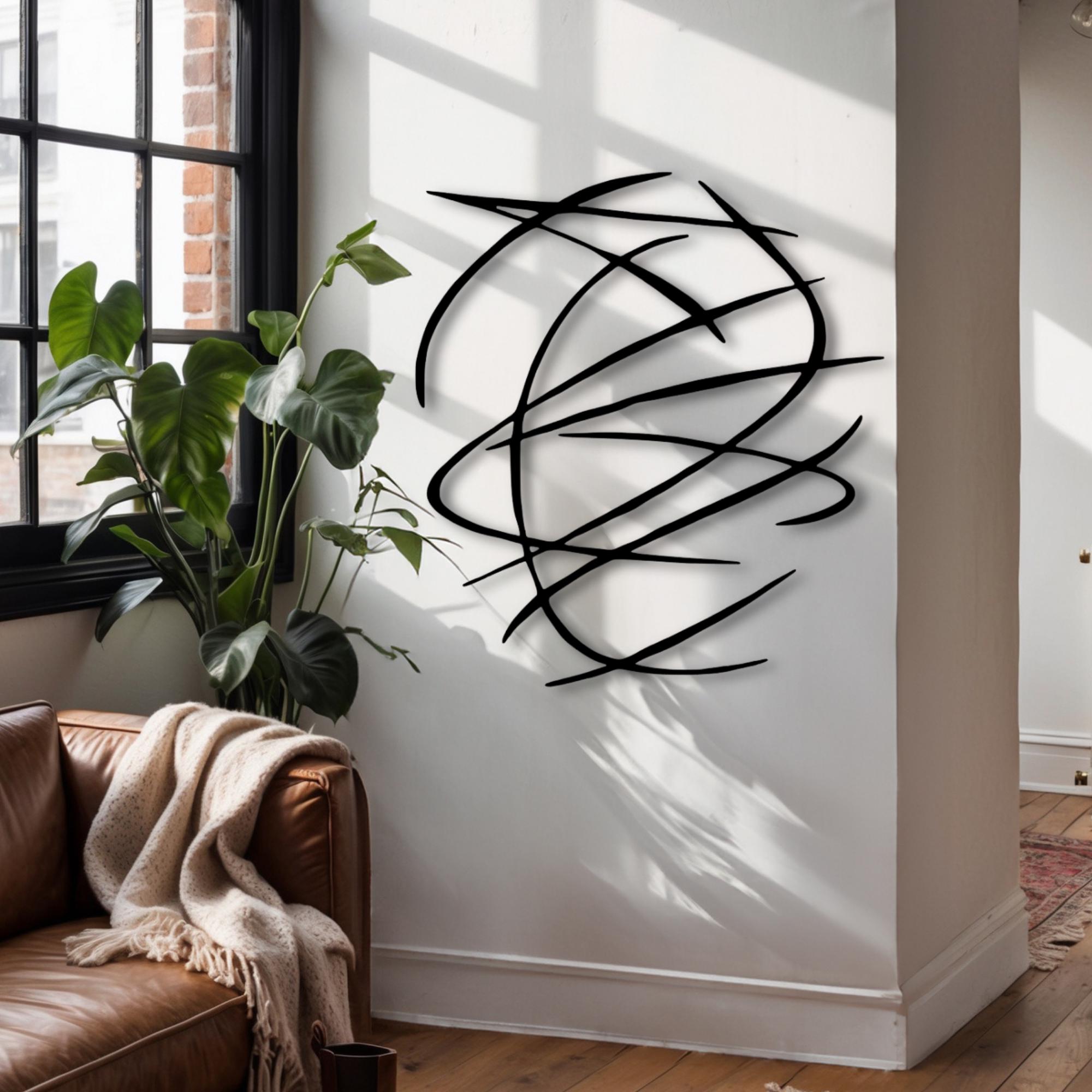 Abstract Line Art Gold Metal Wall Decor - Modern Home Decoration ...