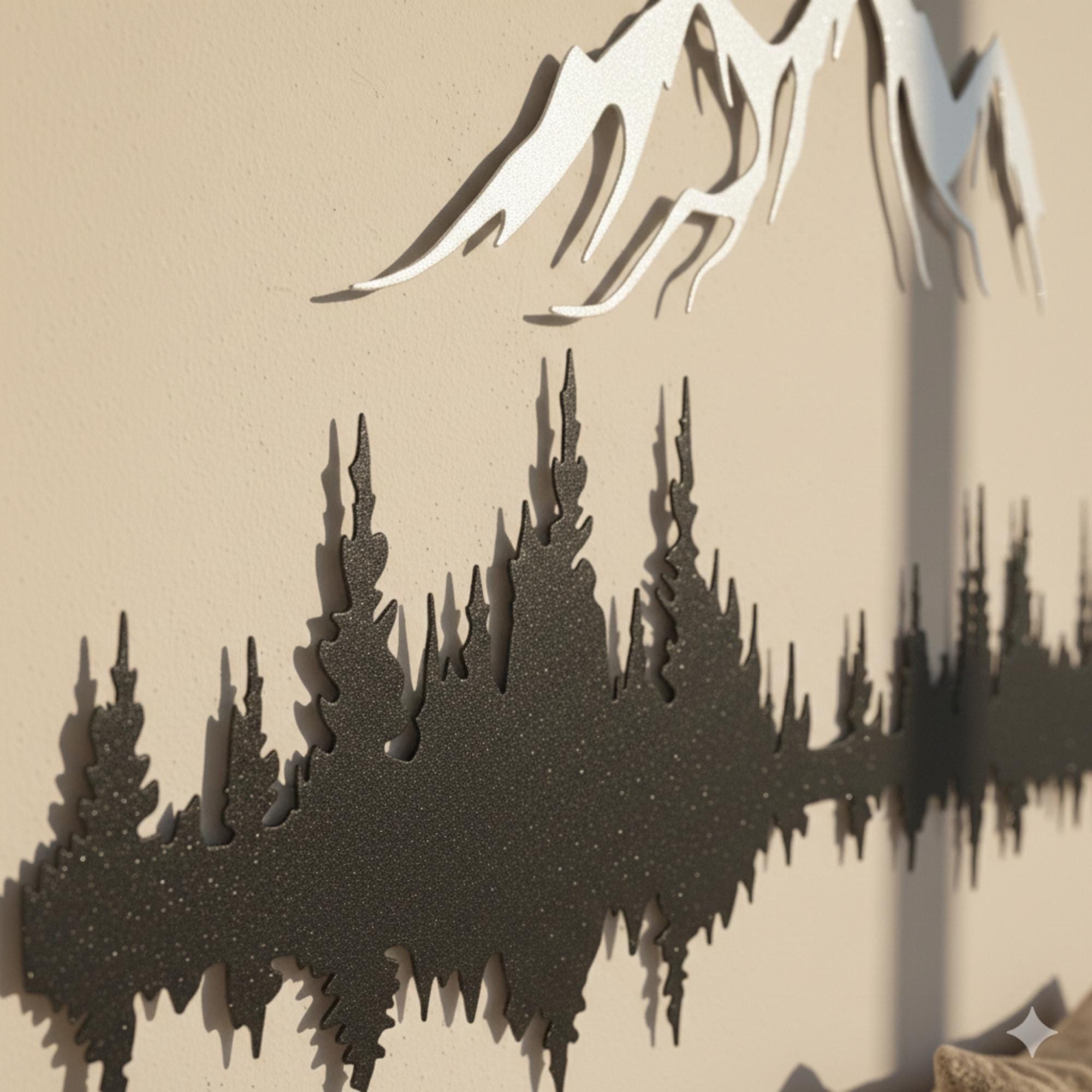 Mountain Forest Metal Wall Art - Extra Large Nature Home Decor - Living ...