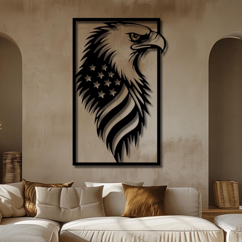 Metal American Eagle Wall Art - Patriotic USA Flag Decor - American ...
