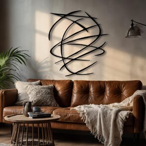 Abstract Line Art Gold Metal Wall Decor - Modern Home Decoration ...