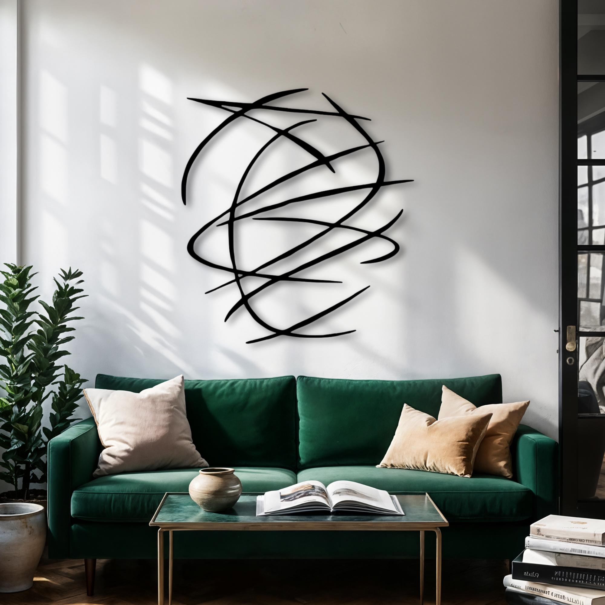 Abstract Line Art Gold Metal Wall Decor - Modern Home Decoration ...