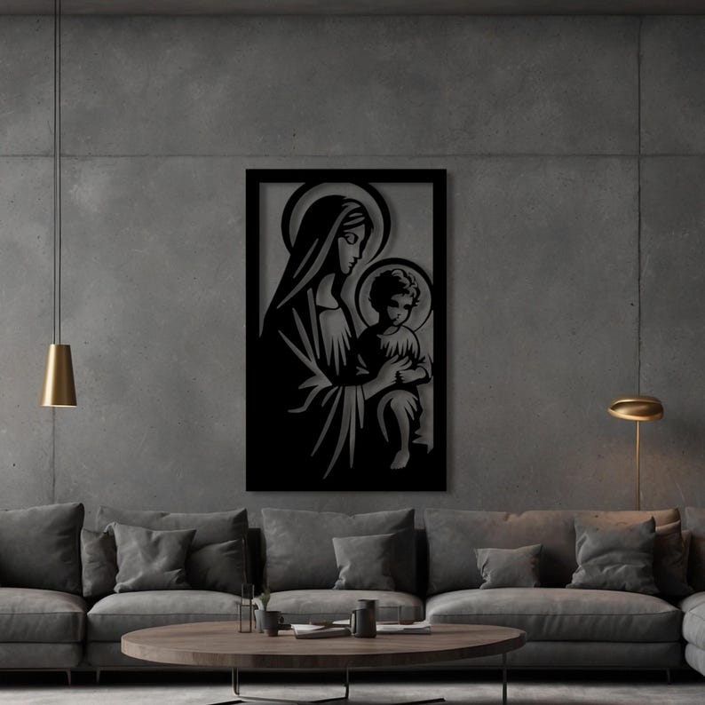Virgin Mary Metal Wall Art: Modern Religious Home Decor - Etsy