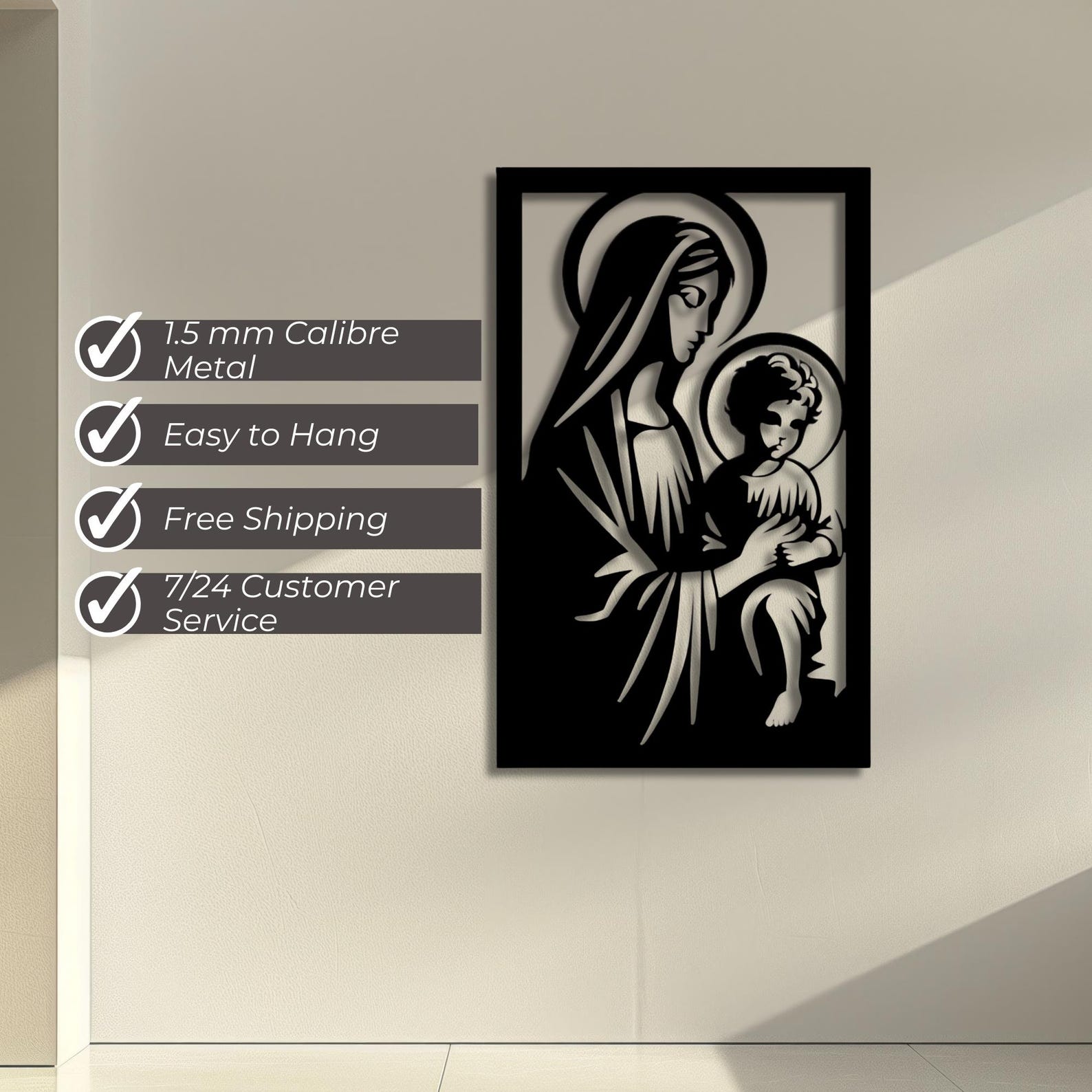 Virgin Mary Metal Wall Art: Modern Religious Home Decor - Etsy