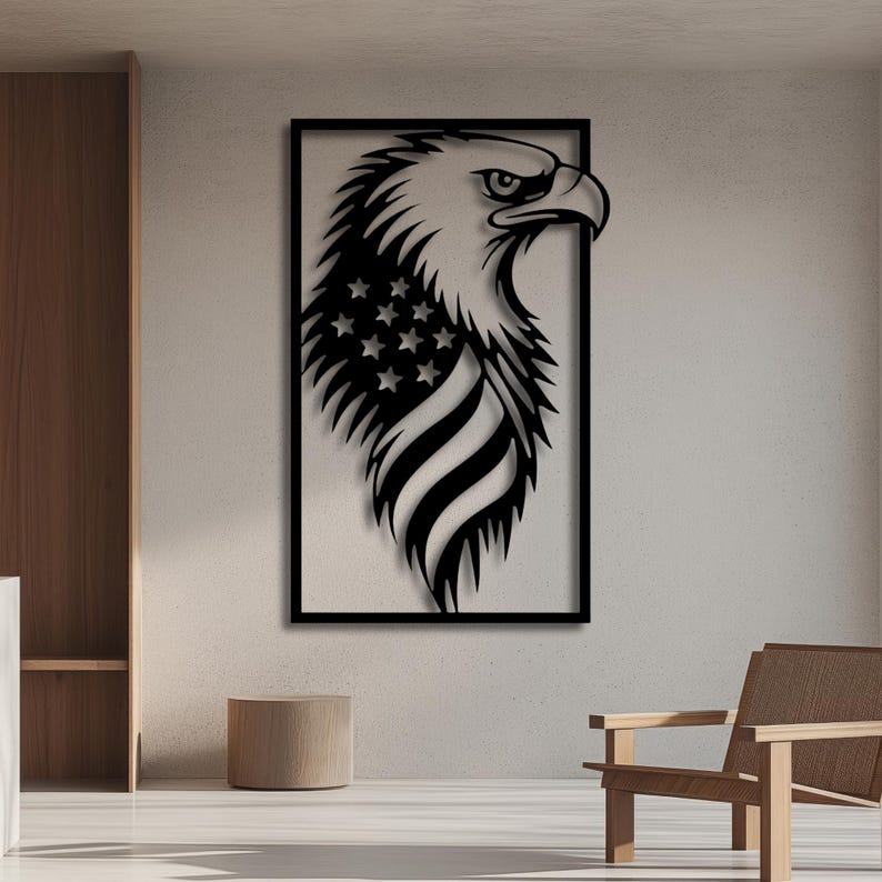 Metal American Eagle Wall Art - Patriotic USA Flag Decor - American ...