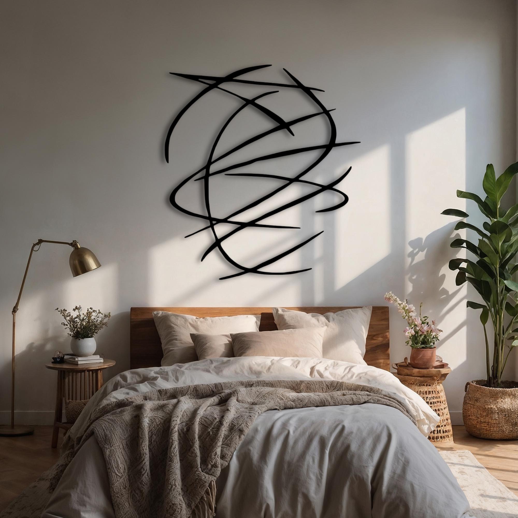 Abstract Line Art Gold Metal Wall Decor - Modern Home Decoration ...