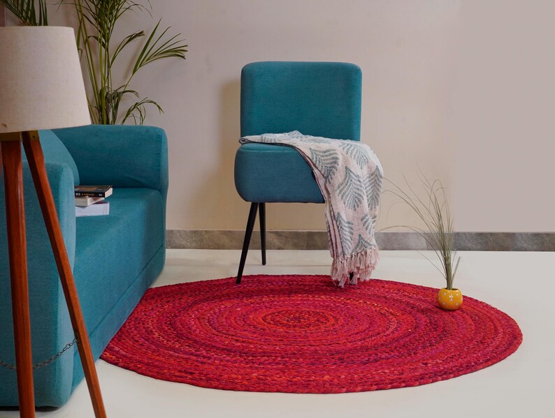 Draped Rugs Indian Hand Braided Colorful Boho Area Rug, Round Cotton Chindi Rugs ...
