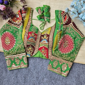 Party Wear Beautifully  Designed Readymade Blouse with All Over Embroidered Work and Sequins Embellishments