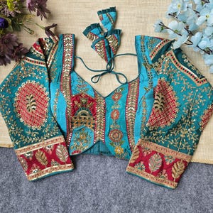 Party Wear Beautifully  Designed Readymade Blouse with All Over Embroidered Work and Sequins Embellishments