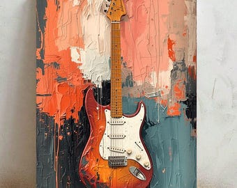 Abstract Electric Guitar Art Printable | Modern Music Wall Art | Rock Guitar Painting Digital Download