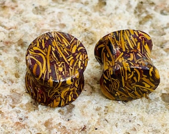 Natural Mariam Jasper Gemstone Ear Plugs, Ear tunnels, Handmade Size 8g to 60mm, More Customise Available.