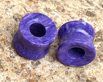Pair of Charoite Gemstone  Ear tunnels, Ear Plugs, Handmade Size 8g to 60mm, More Customise Available.