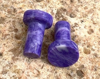 Charoite Gemstone Single Flare Ear Plugs, Ear Gauges, Handmade Size 8g to 60mm, More Customise Available.