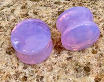 Pair of Lavender Opal Gemstone Ear Plugs, Ear tunnels, Handmade Size 8g to 60mm, More Customise Available.