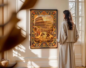Väggkonst från det ottomanska Colosseum, illustration av antikens Rom, historiskt tryck (digital nedladdning)