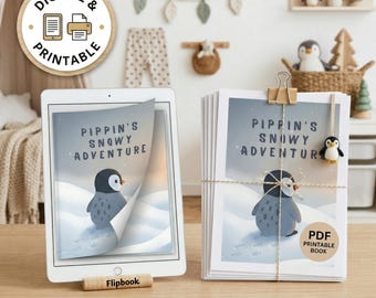 Pippins snöiga äventyr - barnbok, godnattsaga (utskrivbar PDF, blädderbok)