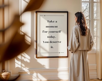 Citat om självvård: Väggkonst om lugn och mental hälsa (digital nedladdning)