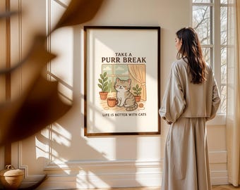 Minimalistisk kattkonsttryck: Modern skandinavisk inredning (digital nedladdning)