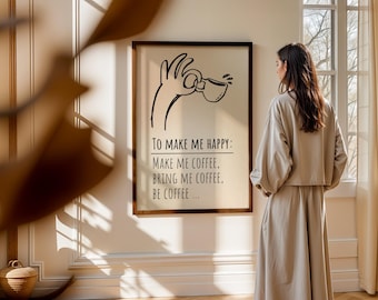 Konsttryck med kaffecitat, kökscafédekor (digital nedladdning)