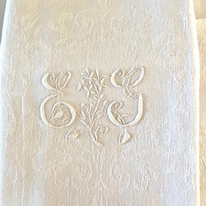 French Serviettes set/10 monogrammed E G