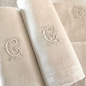 French Serviettes set/6 monogrammed C P