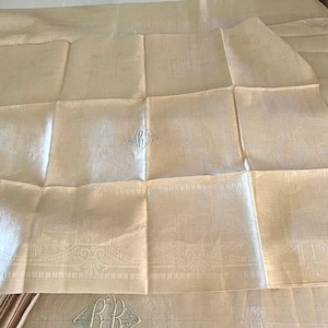 French Table cover plus12 Serviettes monogrammed R B