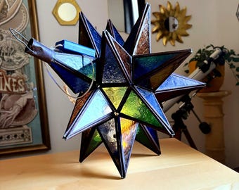 大型アンティークランプ 星型ライトシェード ストームランタン ガラス