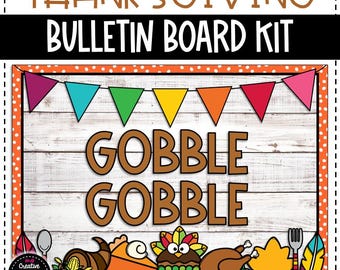Thanksgiving Turkey Gobble Fall Thanksgiving Bulletin Board - Classroom Decor